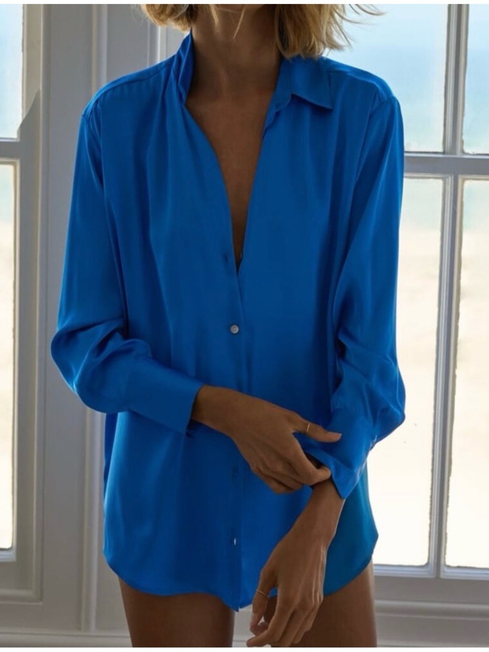 Zara Vibrant Blue Button-Down Shirt